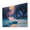 Designart - Winter Landscape & The River House In The Woods II - Lake House Print on Natural Pine Wood